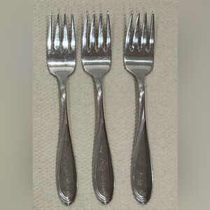 Oneida camber cresta windswept scroll stainless flatware set of 3 dessert forks